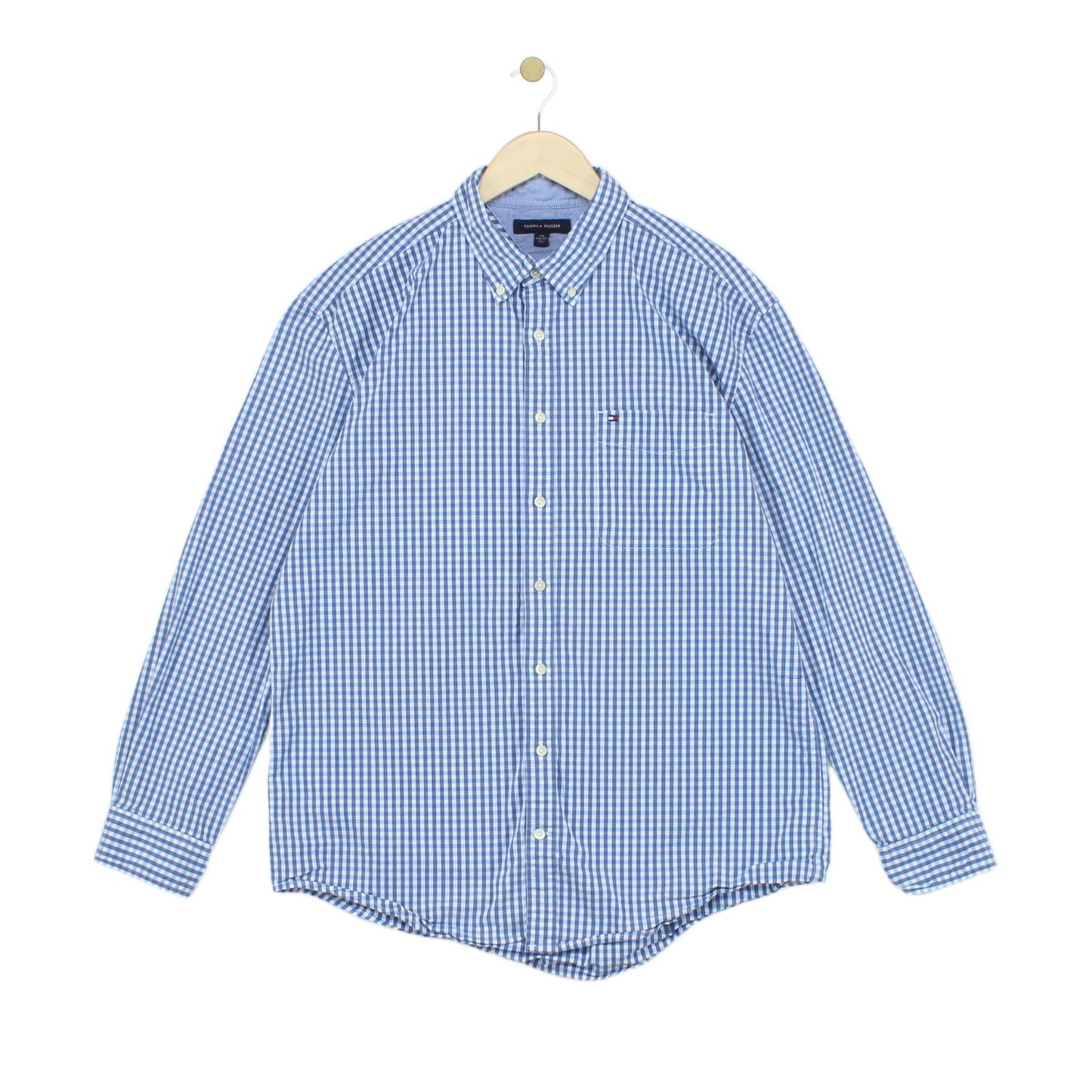 Mens Check Shirt Stretch Long Sleeve Button Up