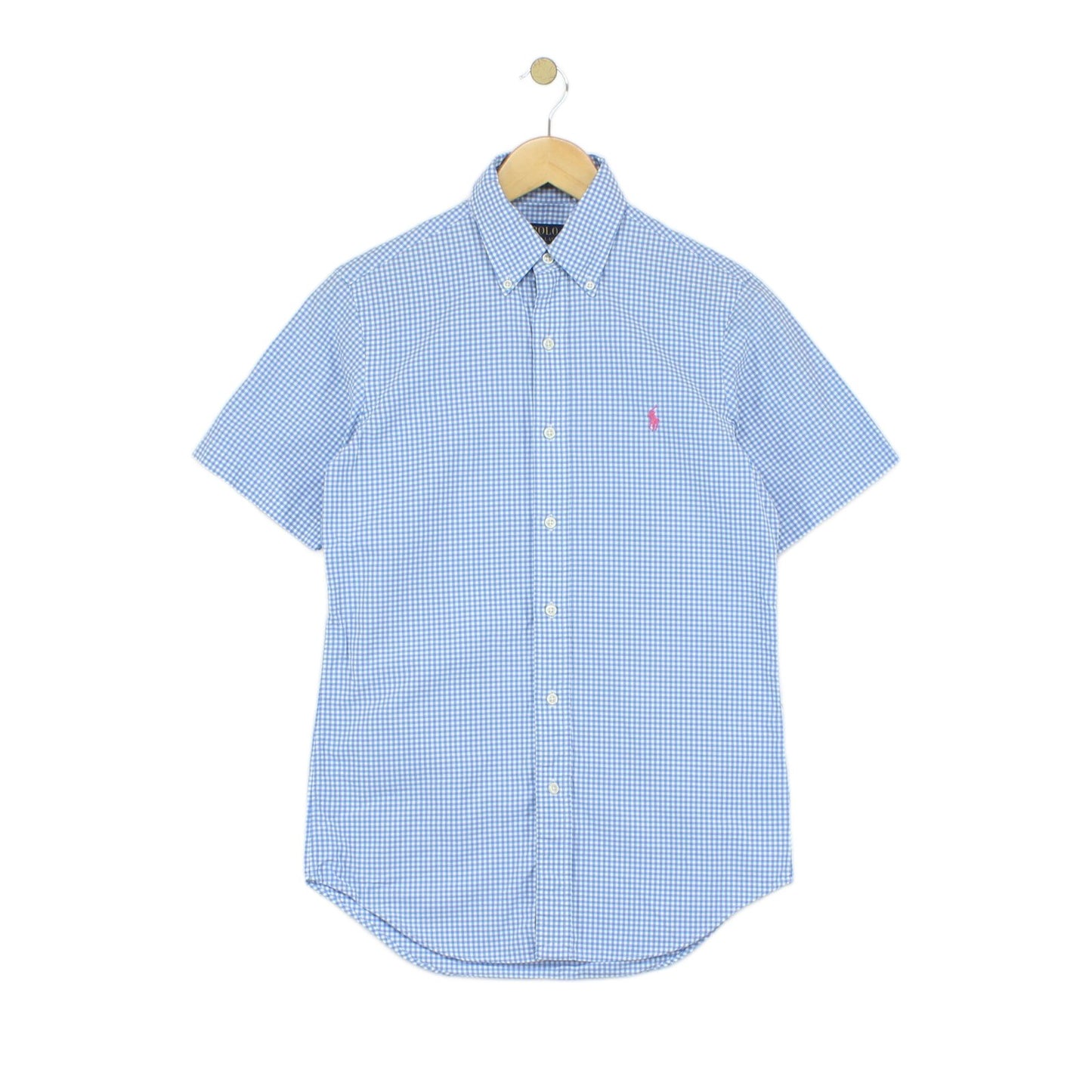 Mens Check Shirt Short Sleeve Button Up
