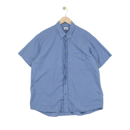 Mens Shirt  Check Short Sleeve Button Up