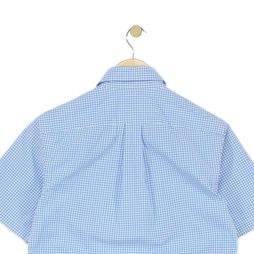 Mens Check Shirt Short Sleeve Button Up