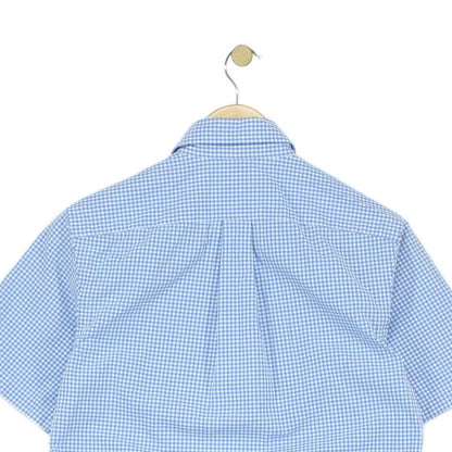 Mens Check Shirt Short Sleeve Button Up