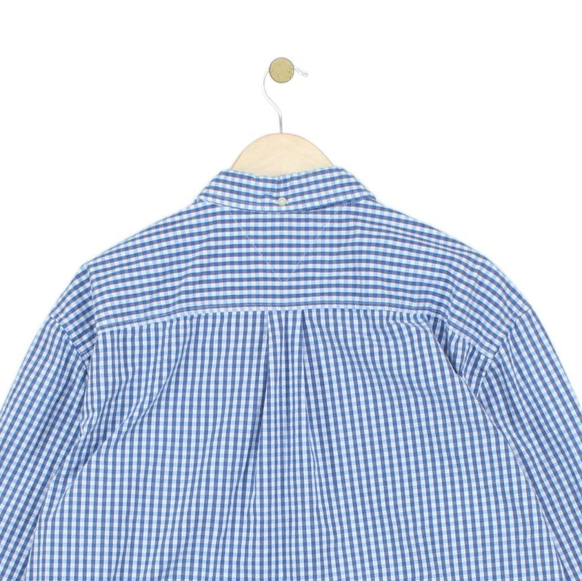 Mens Check Shirt Stretch Long Sleeve Button Up