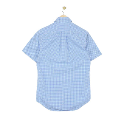 Mens Check Shirt Short Sleeve Button Up