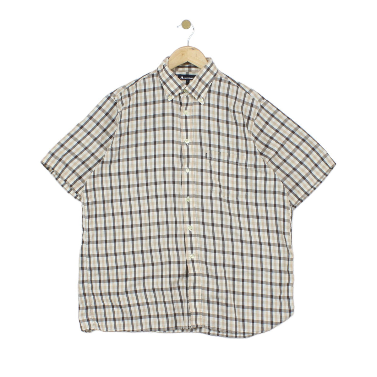 Mens Plaid Shirt  Button Down Short Sleeve