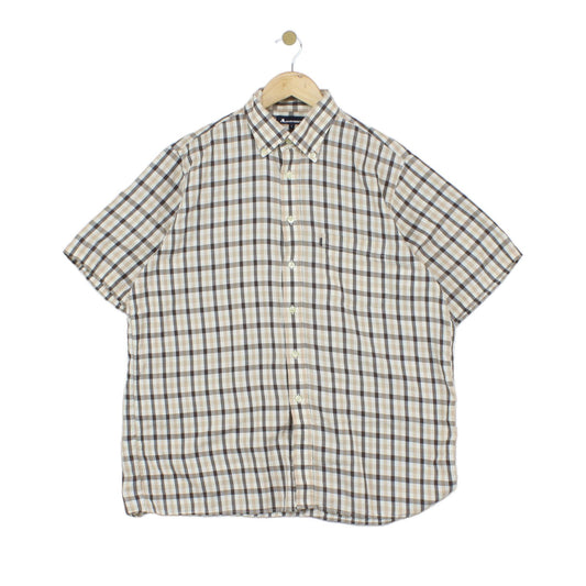 Mens Plaid Shirt  Button Down Short Sleeve