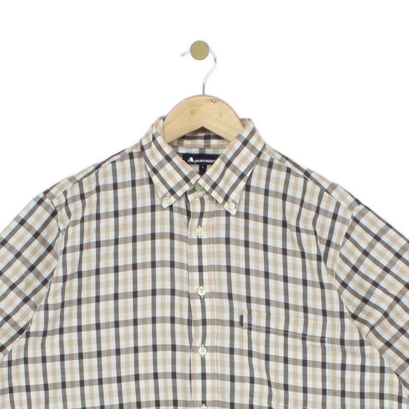 Mens Plaid Shirt  Button Down Short Sleeve