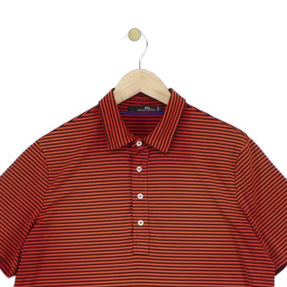 Mens Striped Polo Shirt Stretch Short Sleeve Golf
