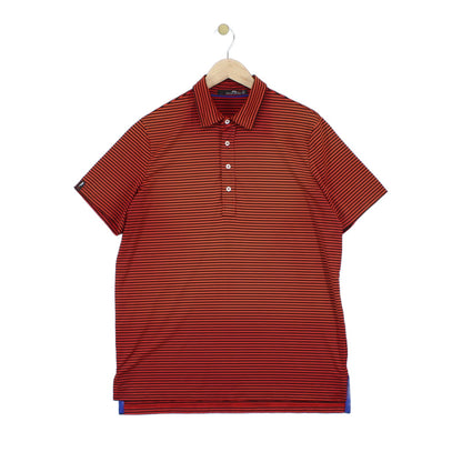 Mens Striped Polo Shirt Stretch Short Sleeve Golf