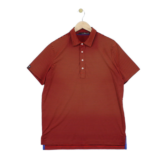Mens Striped Polo Shirt Stretch Short Sleeve Golf