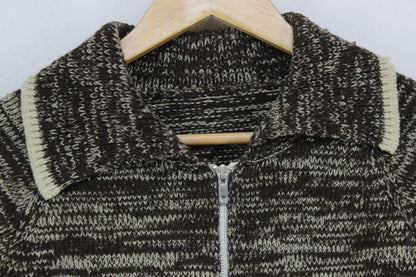 Mens Vintage 1970S Cardigan Knitted Striped Full Zip