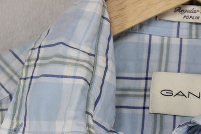 Mens Plaid Shirt Short Sleeve Button Up