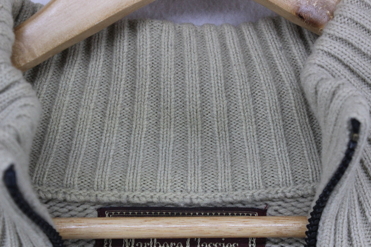 Mens Cardigan Ribbed Knit Full Zip