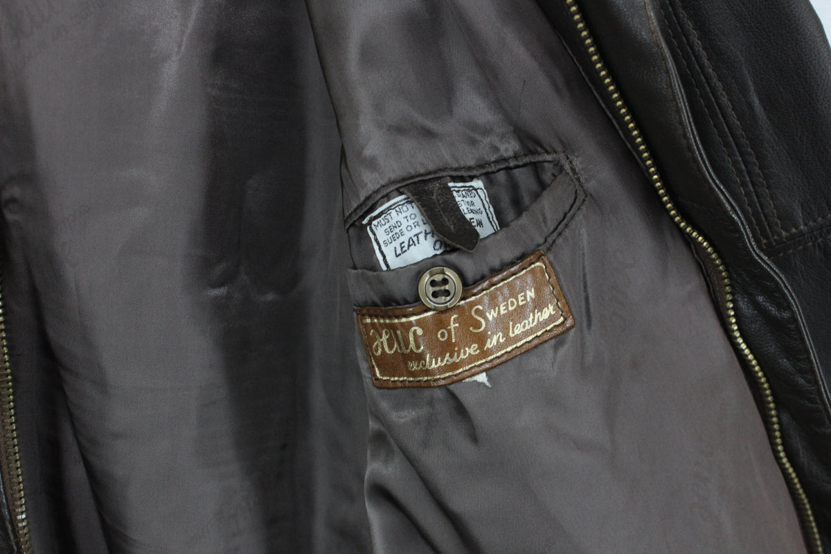 Mens Leather Jacket Full Zip Made In Sweden