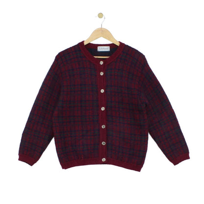 Womens Mohair Cardigan Uk Made Knit Plaid