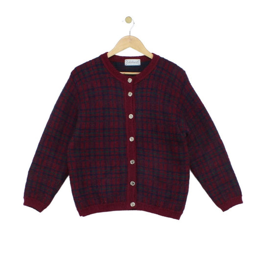 Womens Mohair Cardigan Uk Made Knit Plaid