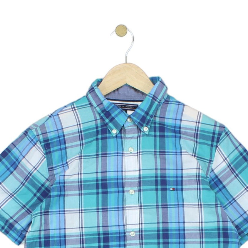 Mens Check Shirt Plaid Short Sleeve