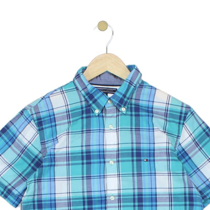 Mens Check Shirt Plaid Short Sleeve