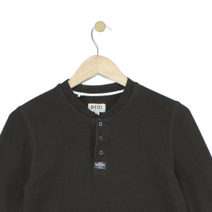 Mens T-Shirt Long Sleeve Buttons