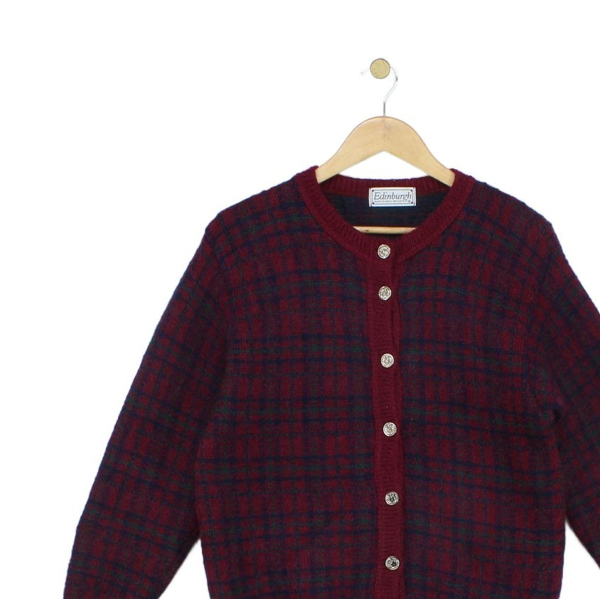 Womens Mohair Cardigan Uk Made Knit Plaid