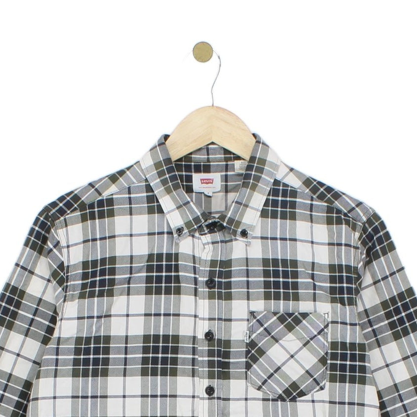 Mens Plaid Shirt Button Up Long Sleeve