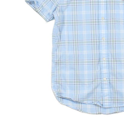 Mens Plaid Shirt Short Sleeve Button Up