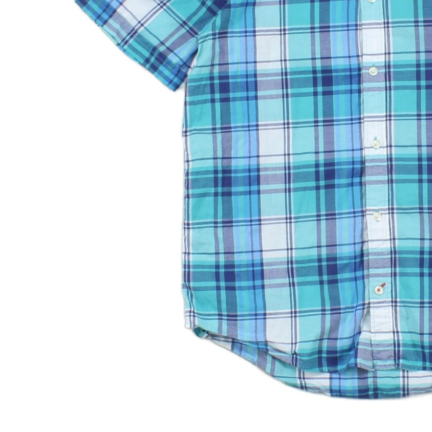 Mens Check Shirt Plaid Short Sleeve