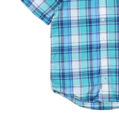 Mens Check Shirt Plaid Short Sleeve