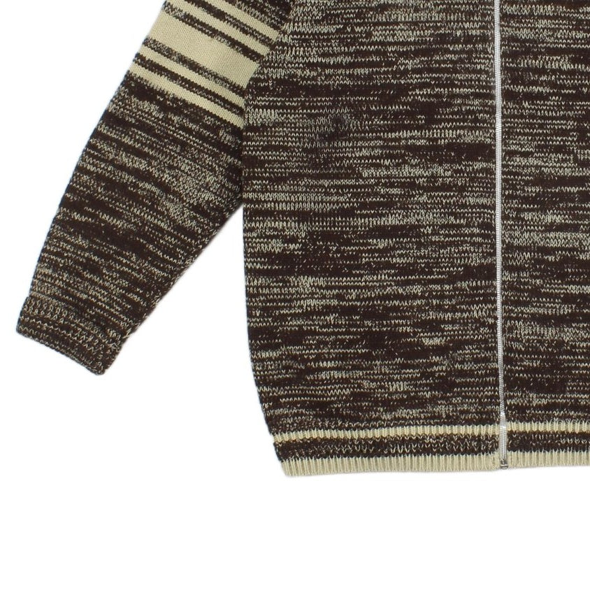 Mens Vintage 1970S Cardigan Knitted Striped Full Zip