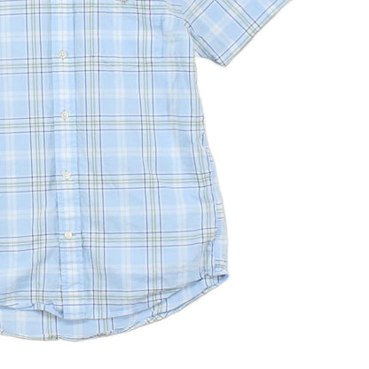 Mens Plaid Shirt Short Sleeve Button Up