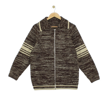 Mens Vintage 1970S Cardigan Knitted Striped Full Zip