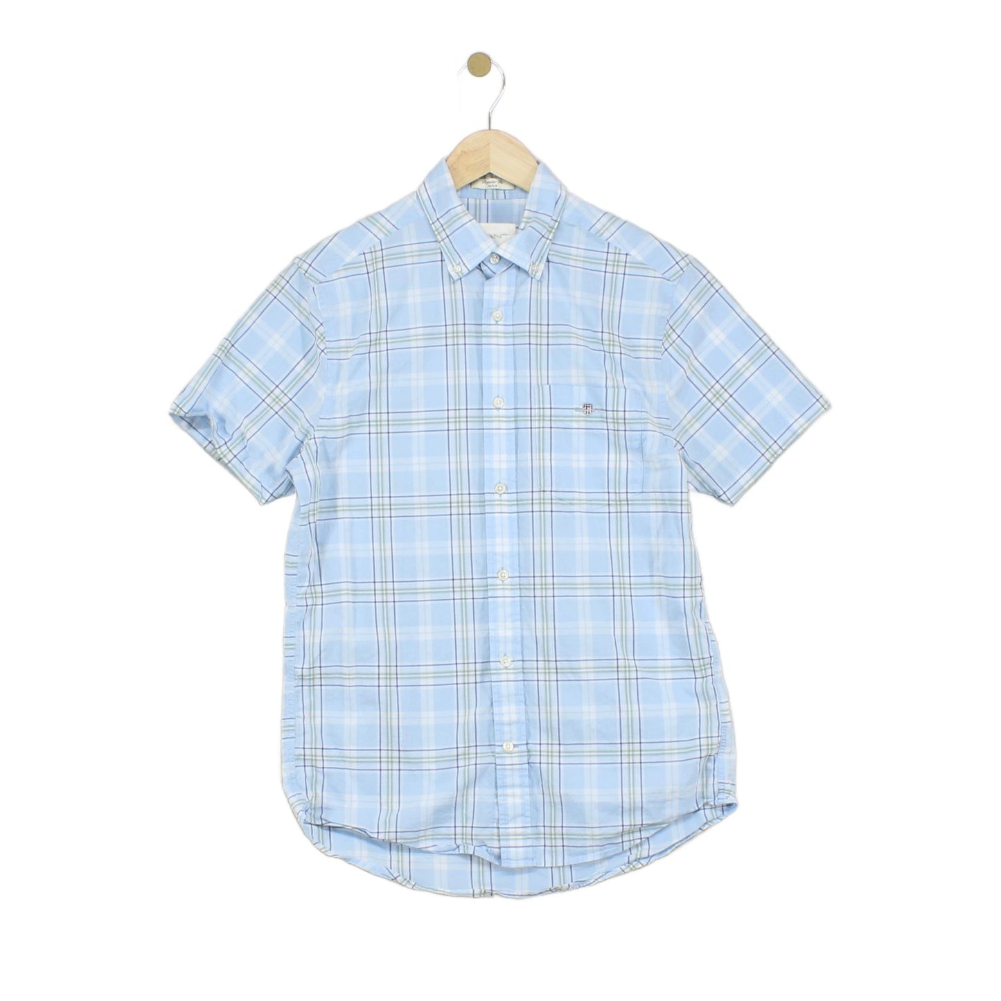 Mens Plaid Shirt Short Sleeve Button Up