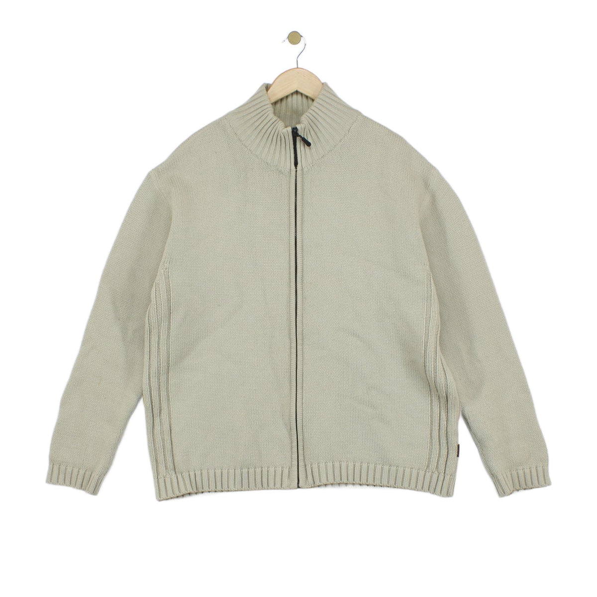 Mens Cardigan Ribbed Knit Full Zip