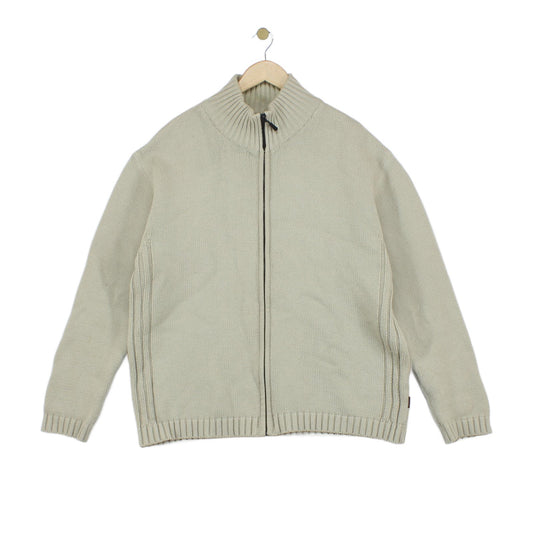 Mens Cardigan Ribbed Knit Full Zip