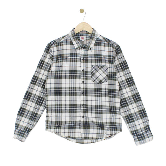 Mens Plaid Shirt Button Up Long Sleeve