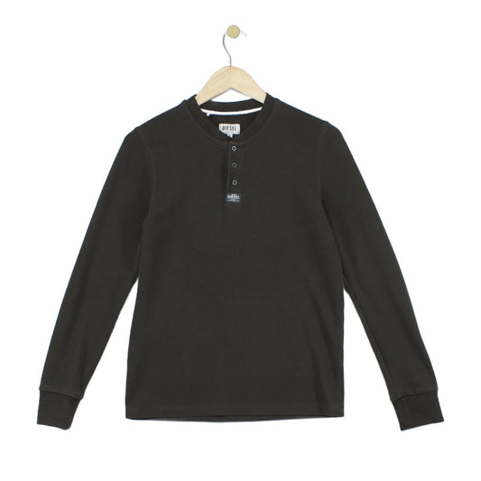 Mens T-Shirt Long Sleeve Buttons