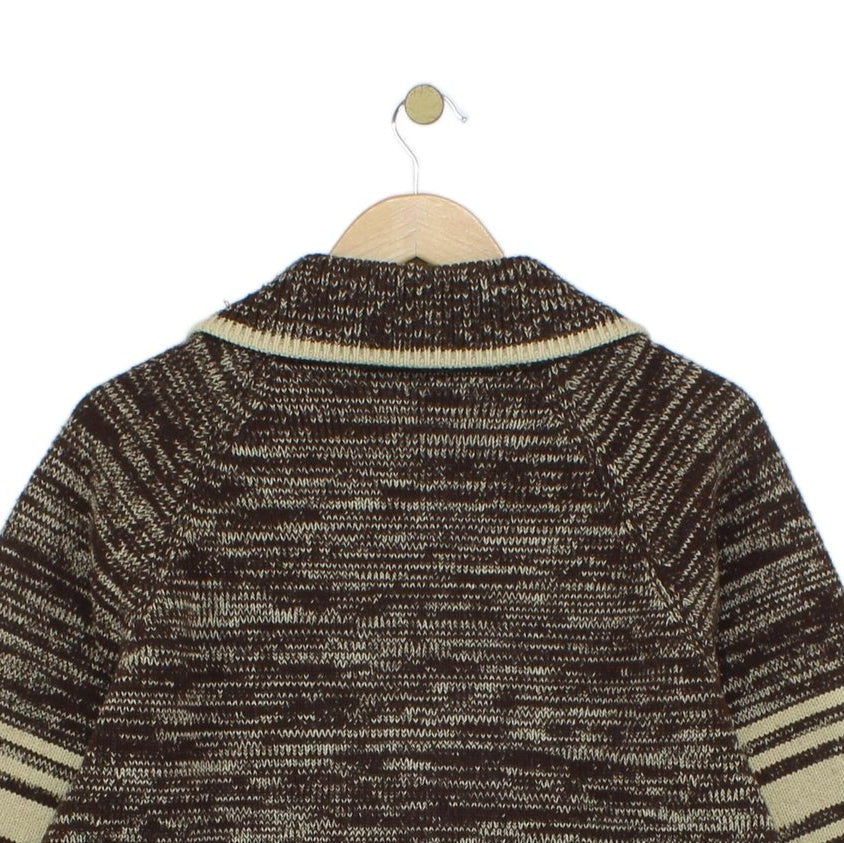 Mens Vintage 1970S Cardigan Knitted Striped Full Zip