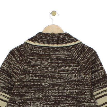 Mens Vintage 1970S Cardigan Knitted Striped Full Zip