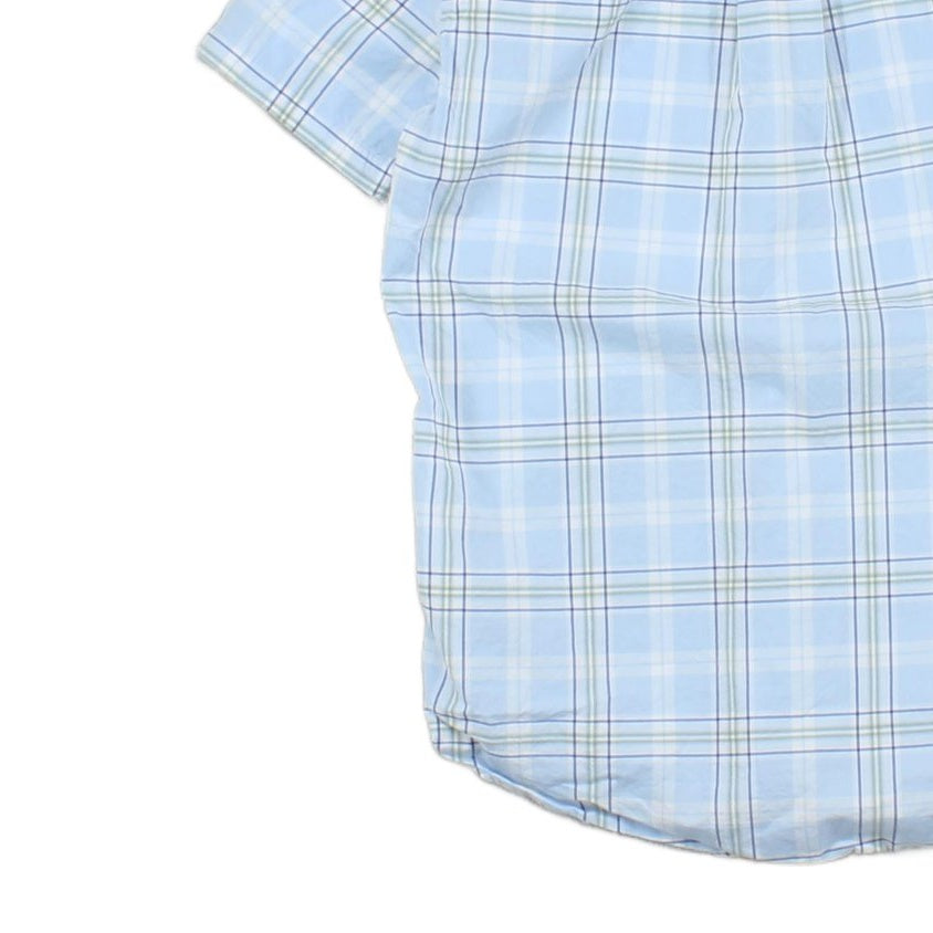 Mens Plaid Shirt Short Sleeve Button Up