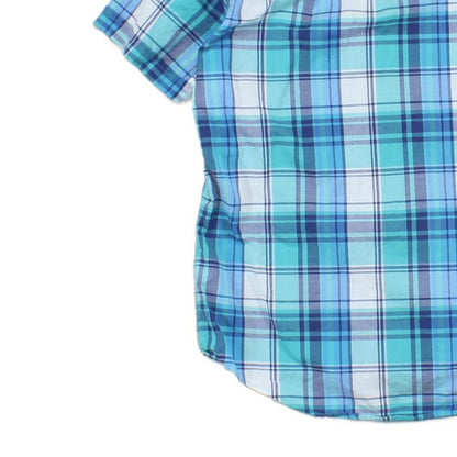 Mens Check Shirt Plaid Short Sleeve