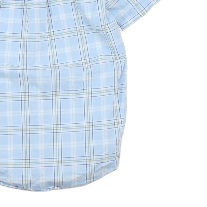 Mens Plaid Shirt Short Sleeve Button Up