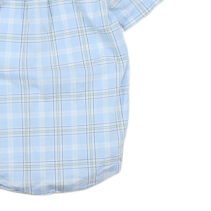 Mens Plaid Shirt Short Sleeve Button Up