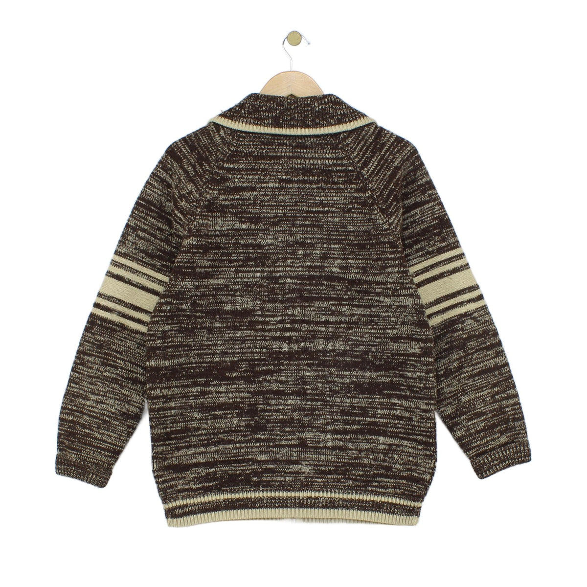 Mens Vintage 1970S Cardigan Knitted Striped Full Zip