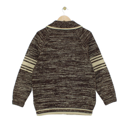 Mens Vintage 1970S Cardigan Knitted Striped Full Zip