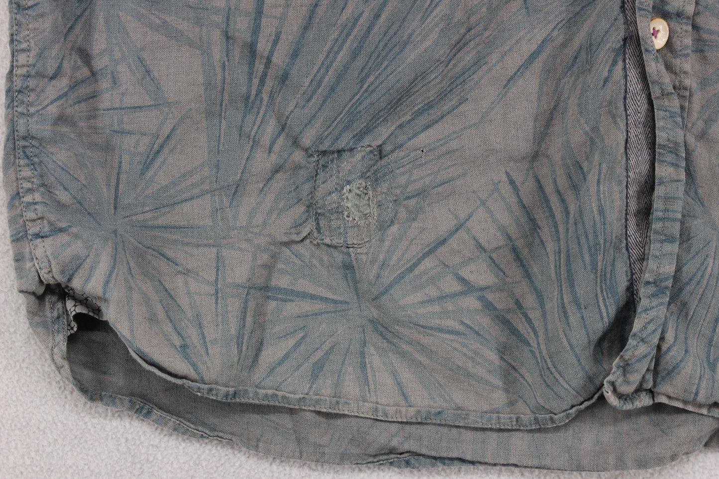 Mens Patterned Shirt Short Sleeve Cotton Linen