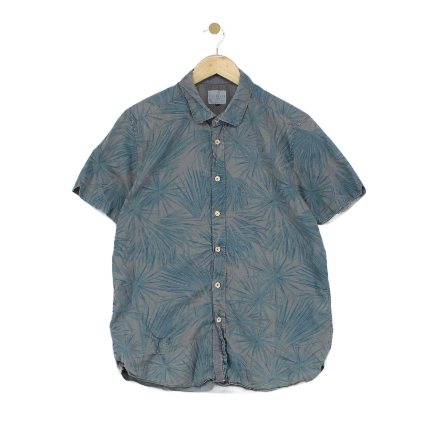 Mens Patterned Shirt Short Sleeve Cotton Linen