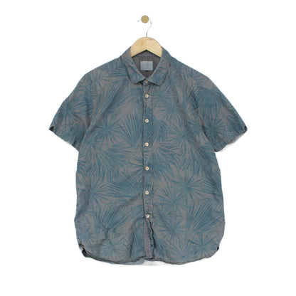 Mens Patterned Shirt Short Sleeve Cotton Linen