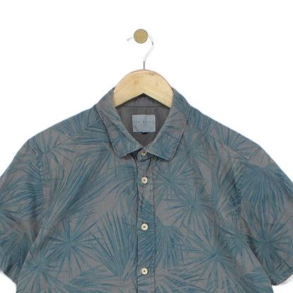 Mens Patterned Shirt Short Sleeve Cotton Linen