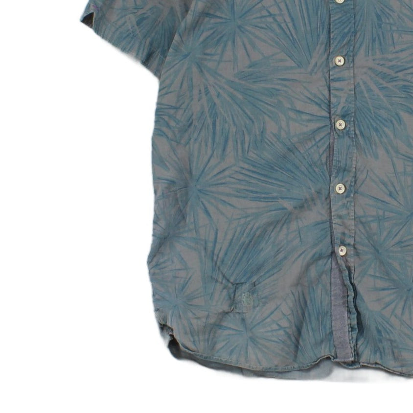 Mens Patterned Shirt Short Sleeve Cotton Linen