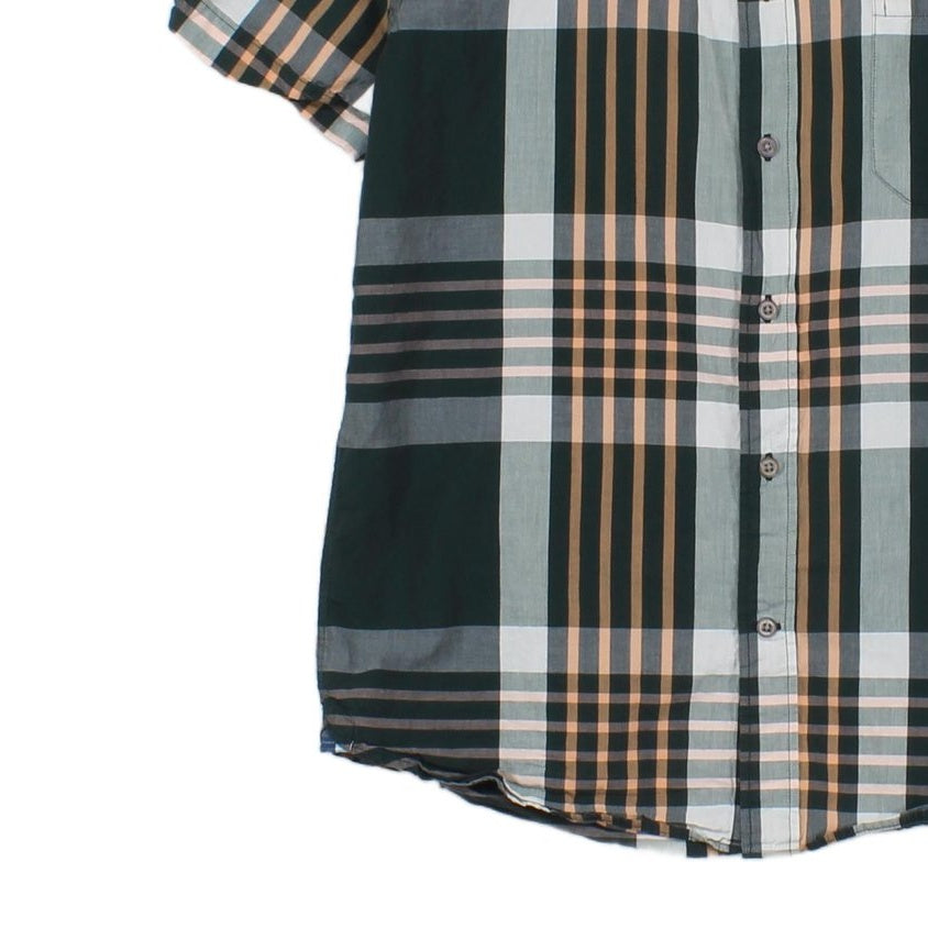 Mens Plaid Shirt Tailored Short Sleeve