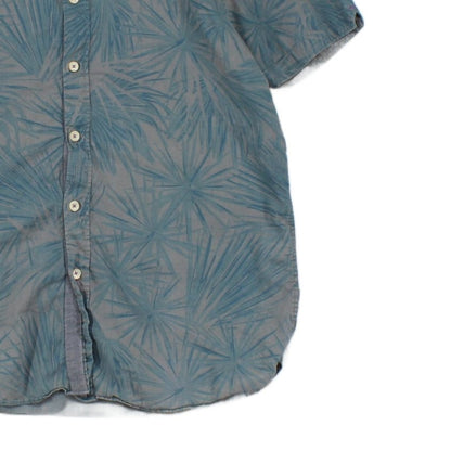Mens Patterned Shirt Short Sleeve Cotton Linen